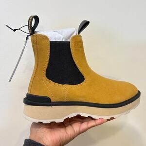 Sorel Boots Chelsea Waterproof Suede Leather Lug Sole High Line Geo Yellow 7us